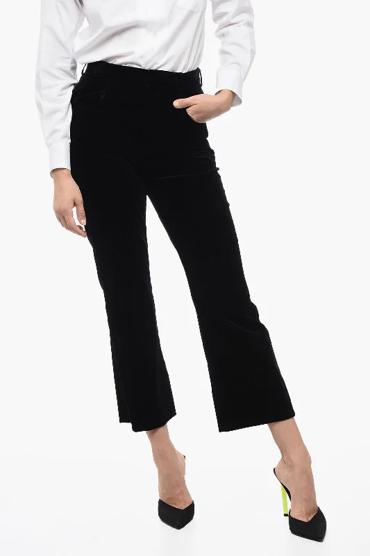 Saint Laurent Velour Straight Fit High-Waisted Pants Edgy Fashion Edgy Fashion