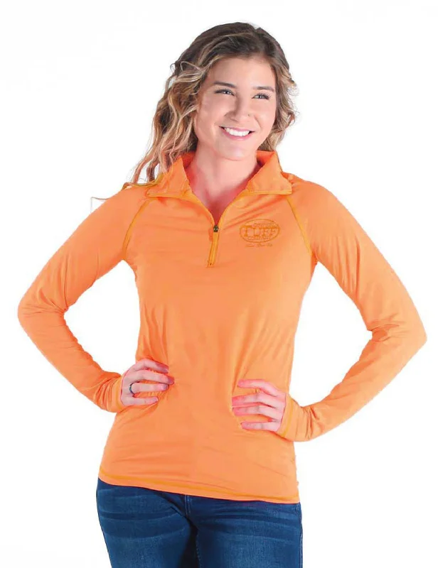 Cowgirl Tuff Womens Cooling UPF Tangerine Nylon L/S Shirt Women's High-Fashion Clothes Women's High-Fashion Clothes