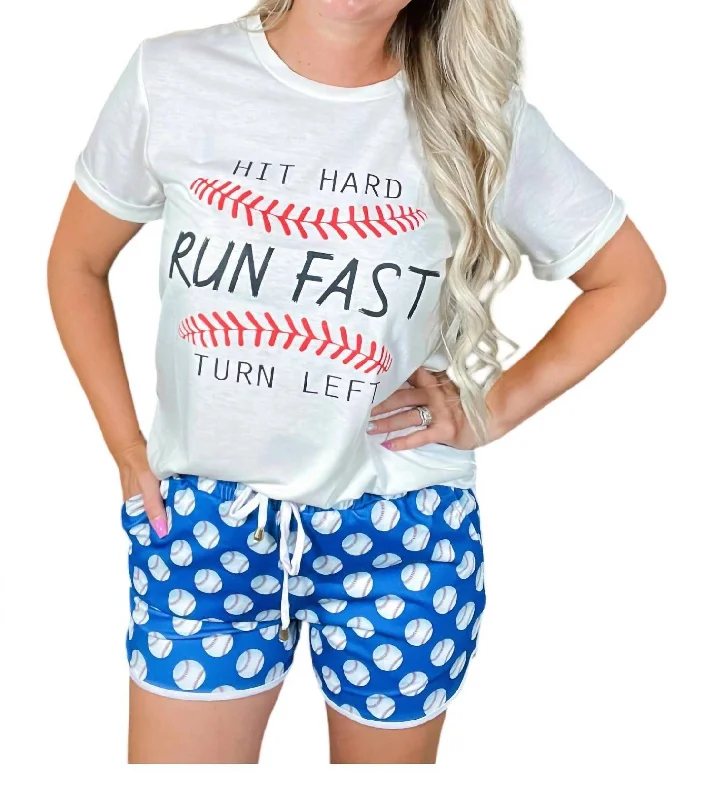 Play Ball Baseball Shorts In Blue Women's Functional Apparel For Outdoor Activities Women's Functional Apparel For Outdoor Activities