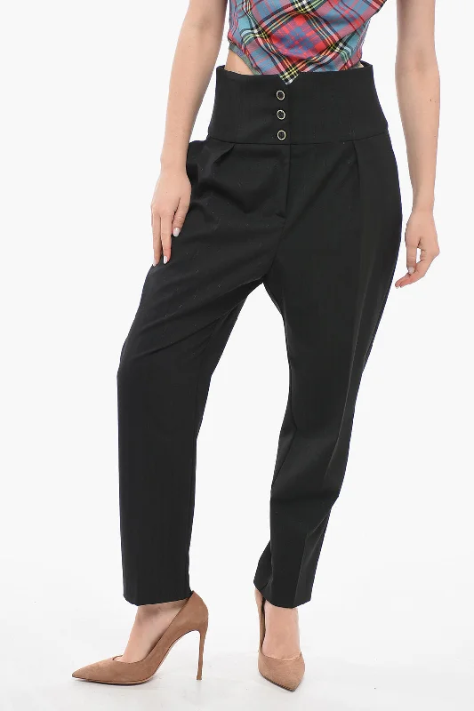 Pinko Lurex Pinstriped Pants with Tapered Fit Sustainable Women's Clothing Sustainable Women's Clothing