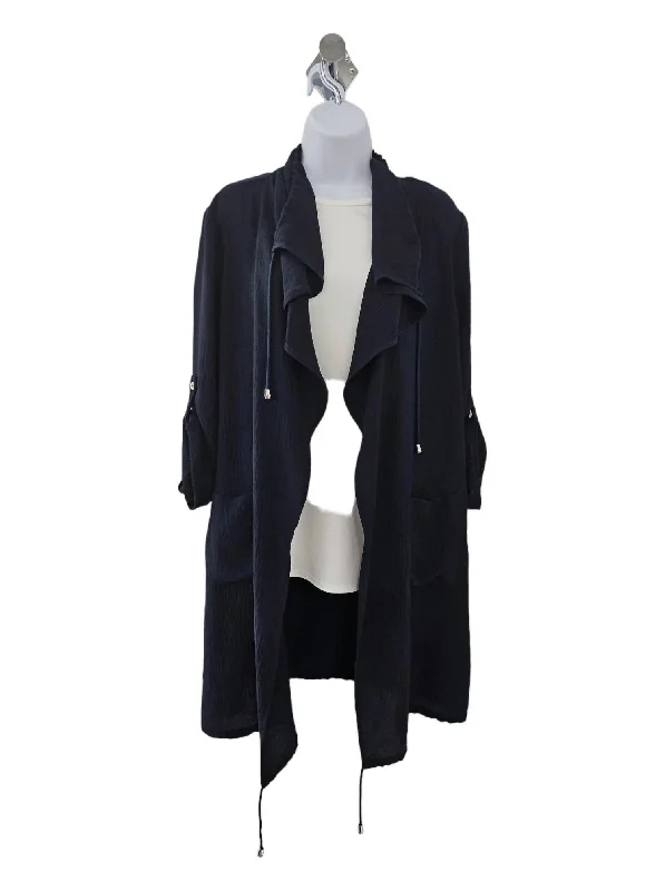 Gauze Boxy Jacket In Midnight Blue Women's Comfortable Clothes For Weekends Women's Comfortable Clothes For Weekends