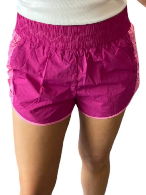 Side Contrast Active Shorts In Magenta Women's Comfortable Lounge Attire Women's Comfortable Lounge Attire