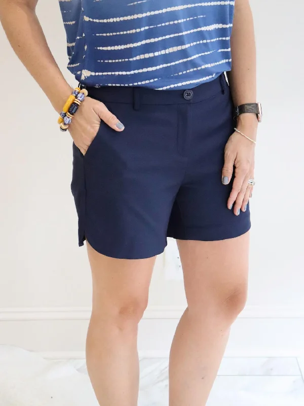 Side-Round Shorts In Navy Effortless Chic for Women Effortless Chic for Women