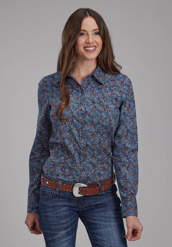 Roper Womens 2172 River Paisley Brown 100% Cotton L/S Shirt Best Online Women's Boutiques Best Online Women's Boutiques