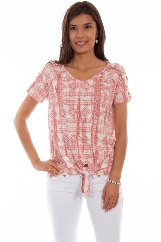 Scully Womens Rose Polyester Lattice S/S Blouse Women's Vintage Garments Women's Vintage Garments