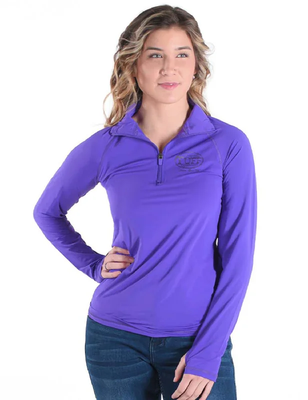 Cowgirl Tuff Womens Cooling UPF Purple Nylon L/S Shirt Women's Seasonal Clothes Women's Seasonal Clothes