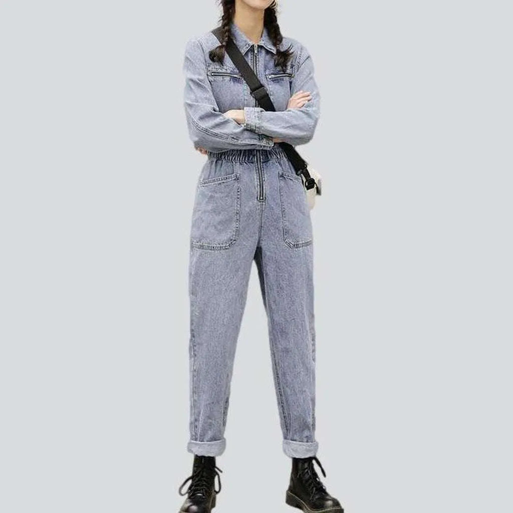 Stylish bleached women's jean jumpsuit Holiday Special Offers Holiday Special Offers