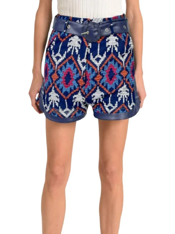 Kimberly Embroidered Shorts In Navy Multi End of Season Sale End of Season Sale