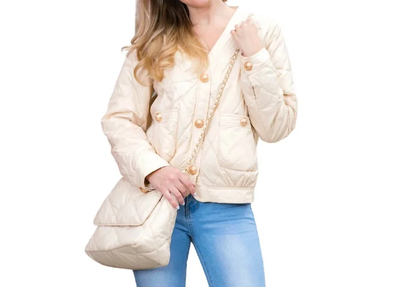 Quilted Puff Jacket In Beige Outfits For Girls Outfits For Girls