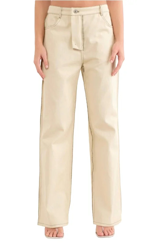 Khaki Wide Leg Pant In Stone Women's Chic Outfit Women's Chic Outfit