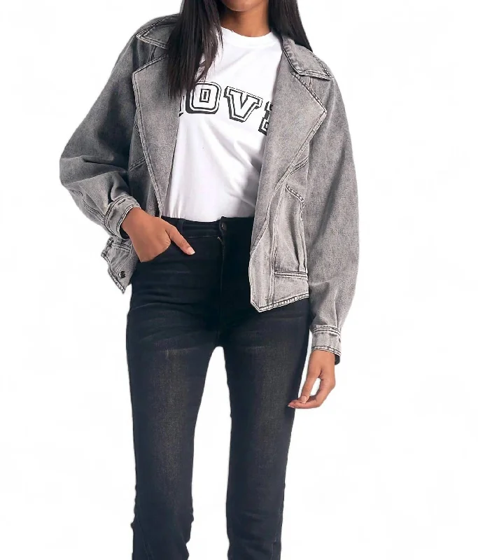 Big Collar Jacket In Grey Women's Online Clothing Boutique Women's Online Clothing Boutique