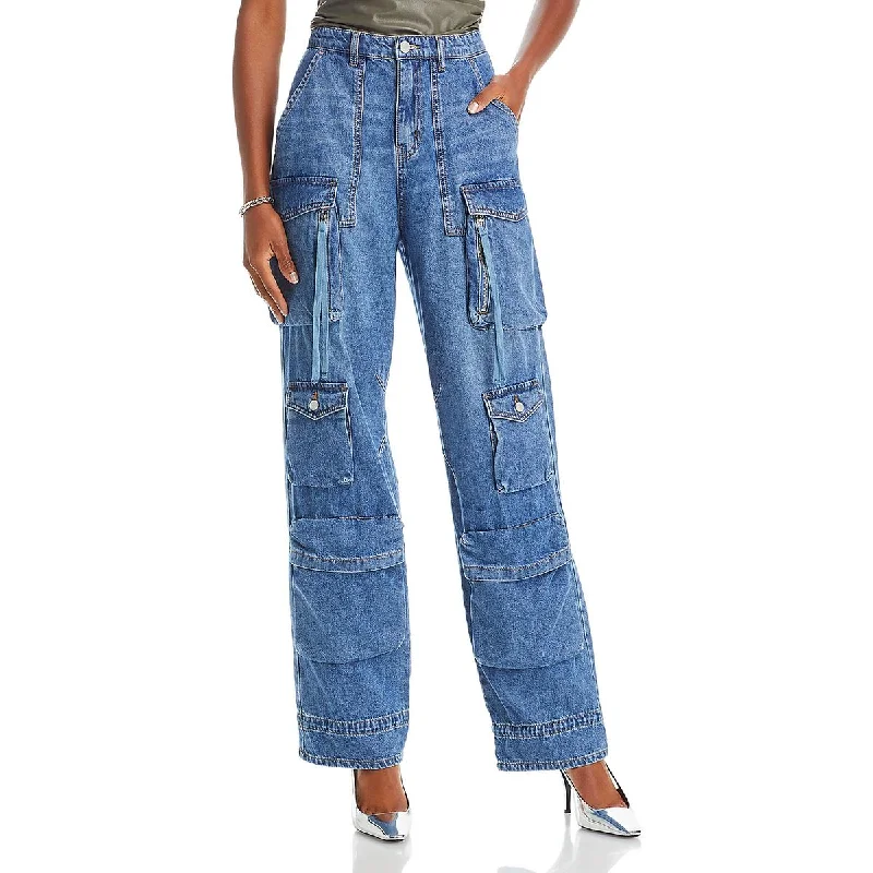 Womens Deep Pocket Denim Cargo Pants Women's Weekend Outfit Women's Weekend Outfit