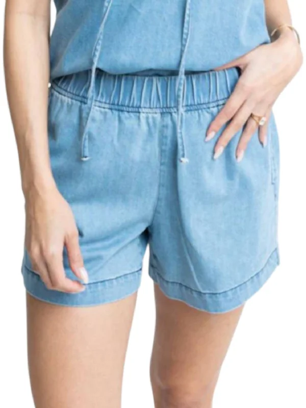 Denim Elastic Short In Blue Vintage-Inspired Garments Vintage-Inspired Garments