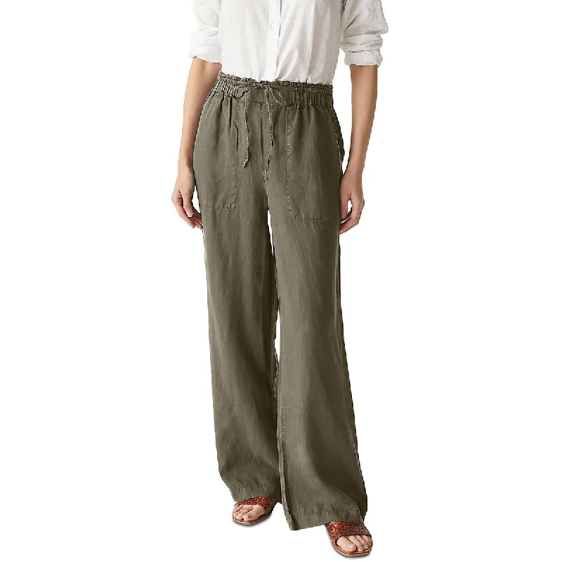 Womens Drawstring Stretch Wide Leg Pants Women's Work Apparel Women's Work Apparel