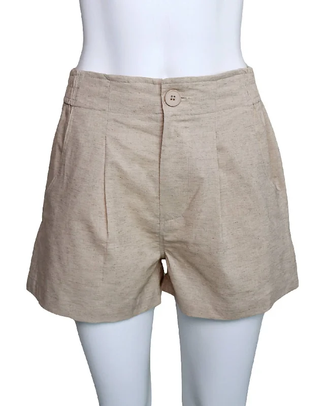 Women's Elastic Waist Cotton Shorts In Oatmeal Casual Garments For Women Casual Garments For Women