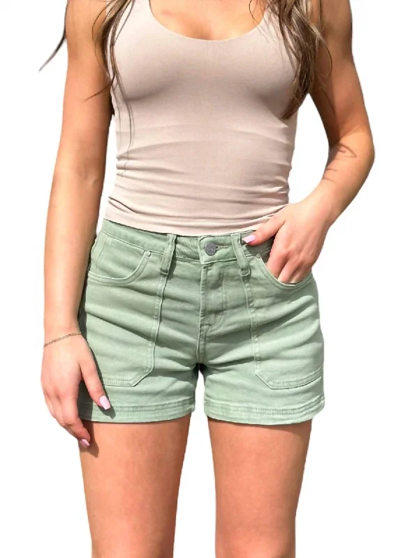 Mid Rise Cargo Shorts In Olive Women Clothes Women Clothes