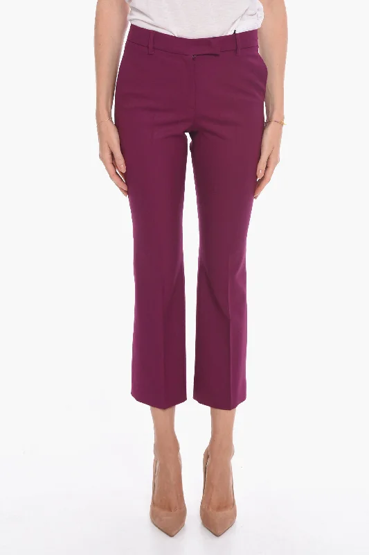 QL2 Virgin Wool Front-pleated Trousers with Cropped Leg Women's Office Clothing Women's Office Clothing