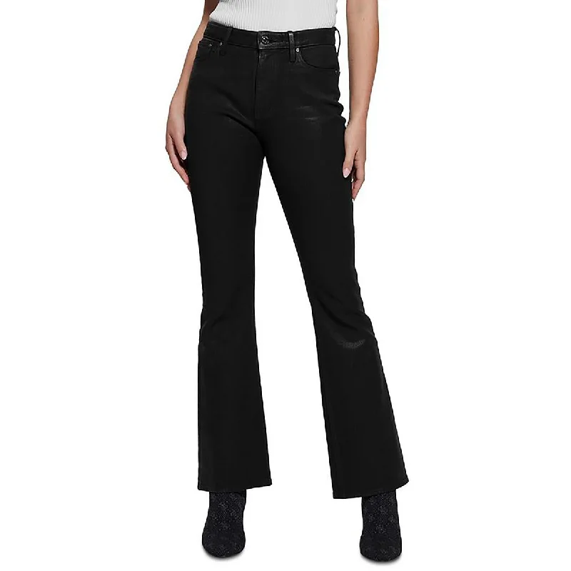 Womens Coated Denim Flared Pants Comfortable Women's Clothes Comfortable Women's Clothes