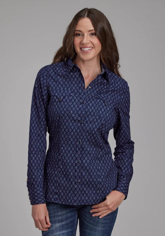 Roper Womens 2177 Aztecs Blue 100% Cotton L/S Shirt Online Clothing Stores Online Clothing Stores