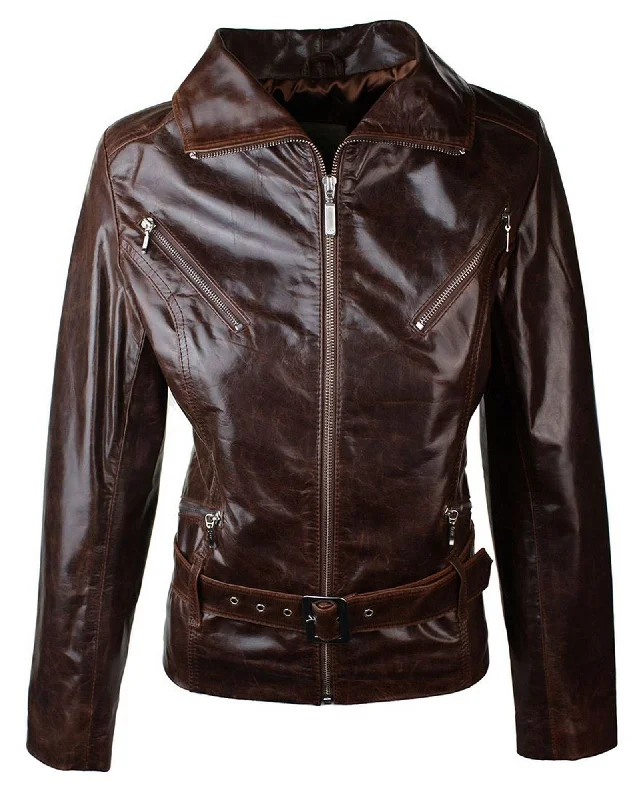 Real Leather Biker Moto Jacket Women's Transitional Garments Women's Transitional Garments