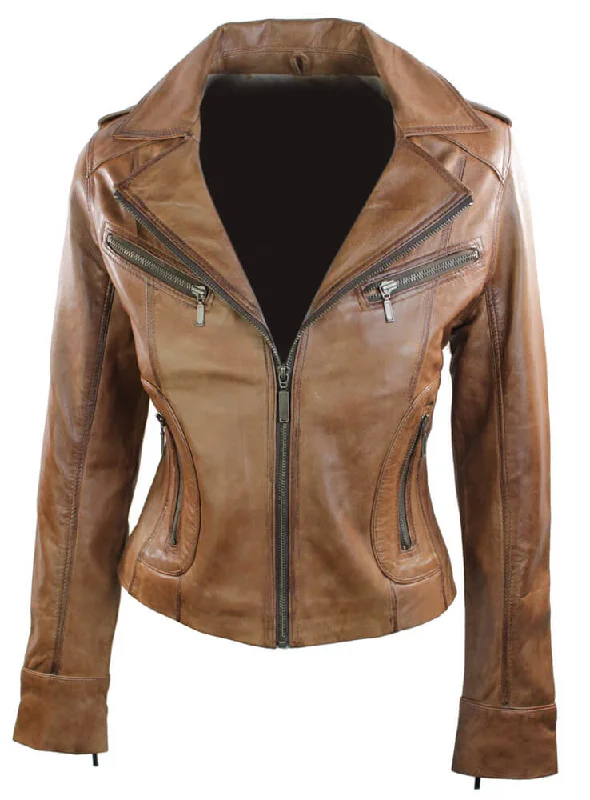 Leather Timber Biker Short Jacket Women's Comfy Loungewear Outfit Women's Comfy Loungewear Outfit