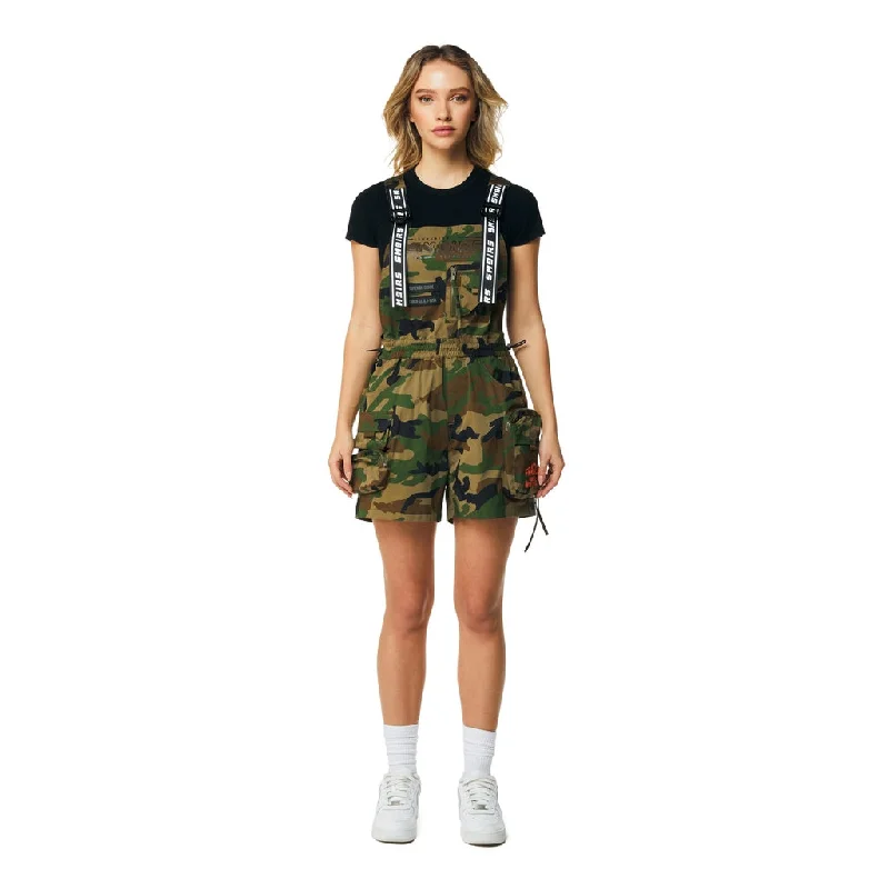 Utility Overall Shorts - Wood Camo Women's Trendy Clothes Women's Trendy Clothes