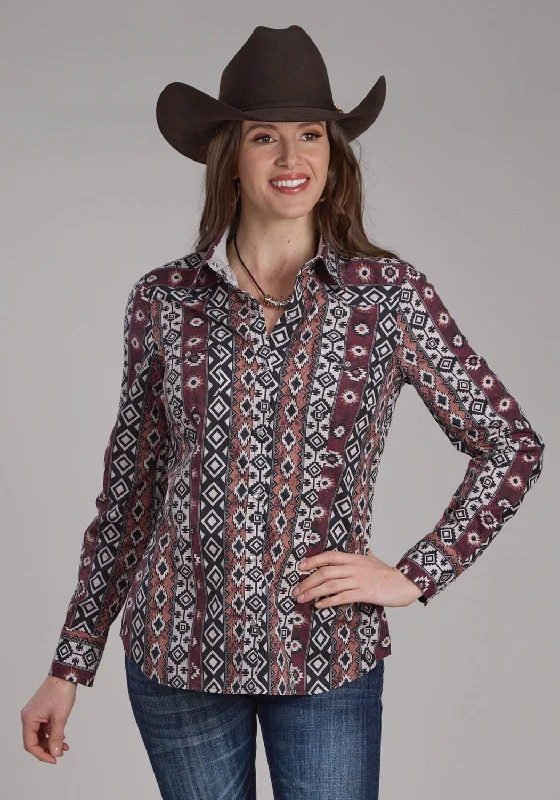 Roper Womens 2178 Winter Aztec Black 100% Cotton L/S Shirt Clothing Brands Clothing Brands