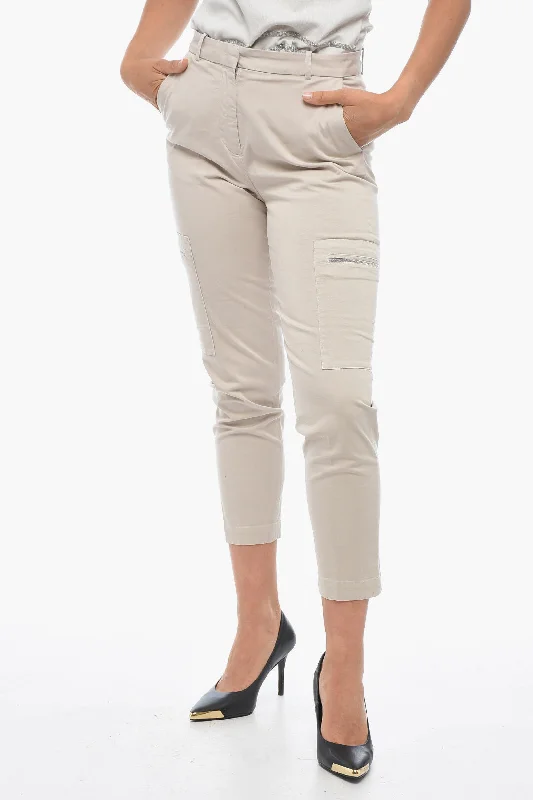 Fabiana Filippi Cropped Fit Stretch Cotton Cargo Pants New Arrival Discounts New Arrival Discounts