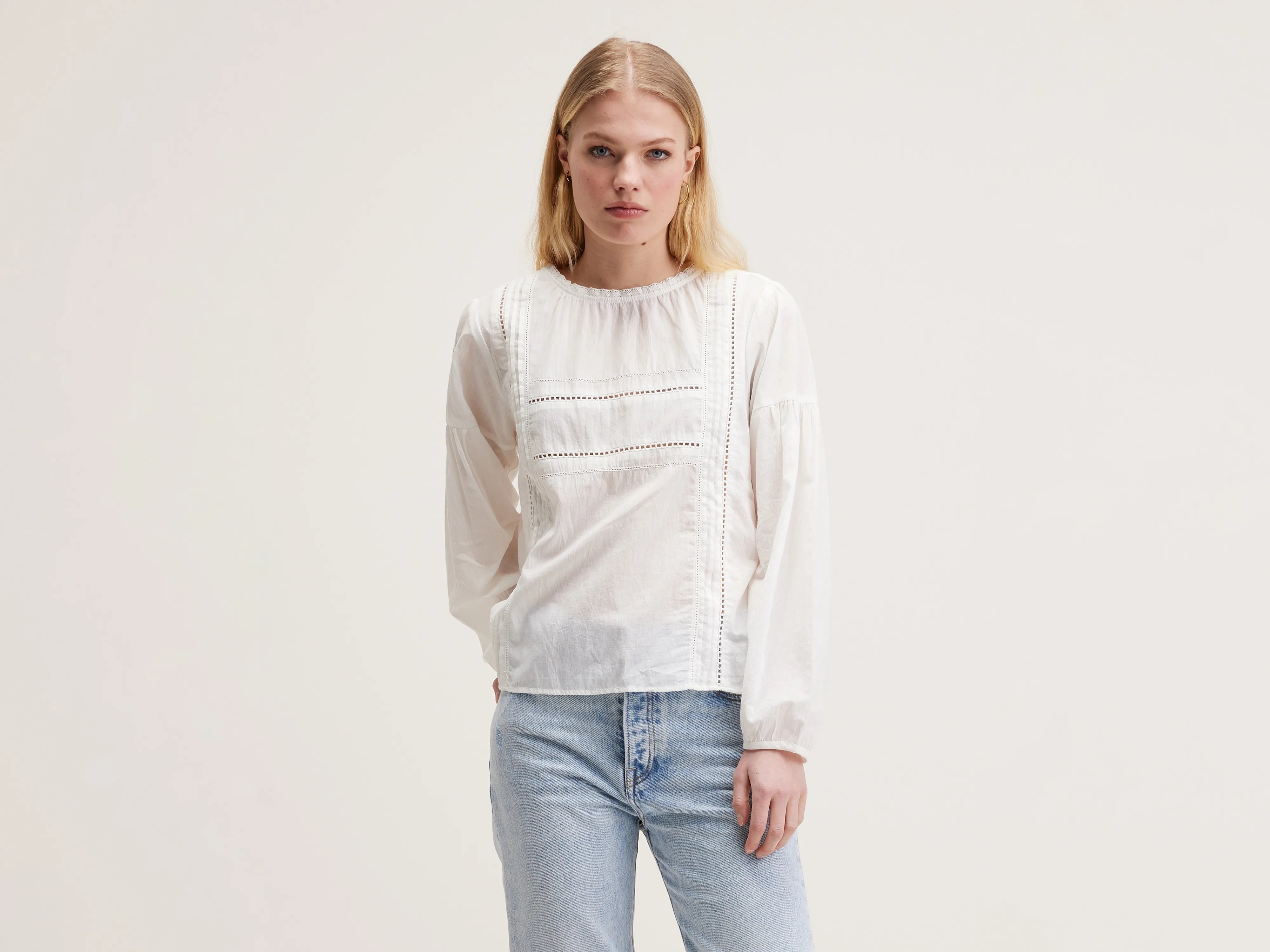 Dannie cotton-veil blouse (242 / W / NATURAL) Women's Clothes Women's Clothes