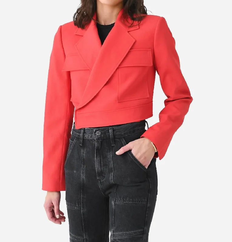 Reeve Cropped Jacket In Ruby Women's Trendy Clothes Women's Trendy Clothes