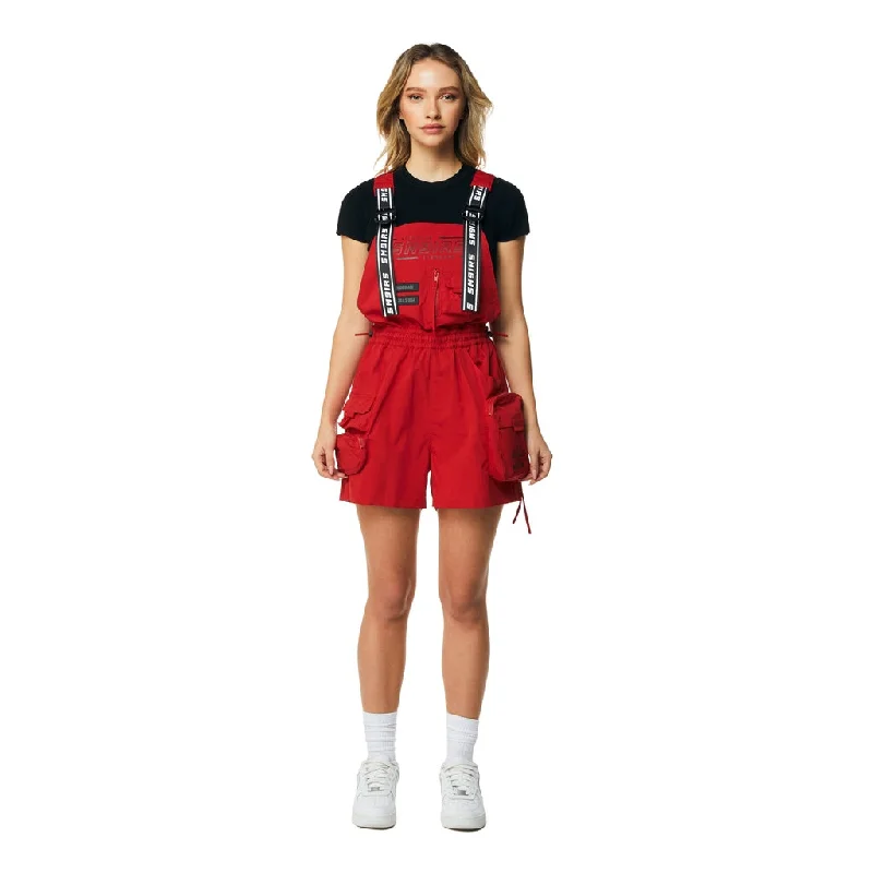 Utility Overall Shorts - True Red Comfortable Women's Clothes Comfortable Women's Clothes