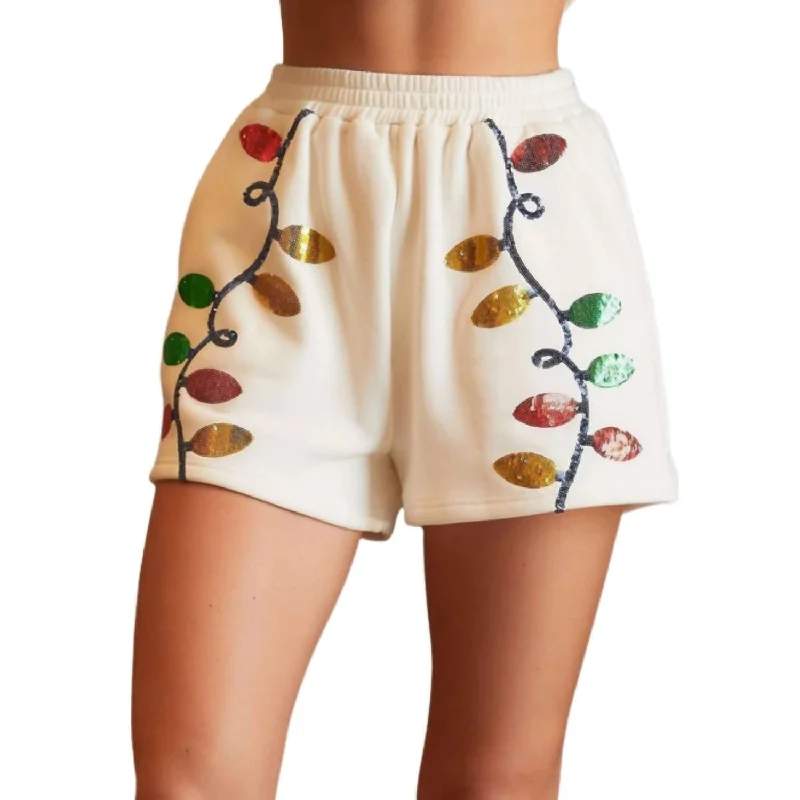 Christmas Light Sequin Shorts In White Big Sale Event Big Sale Event