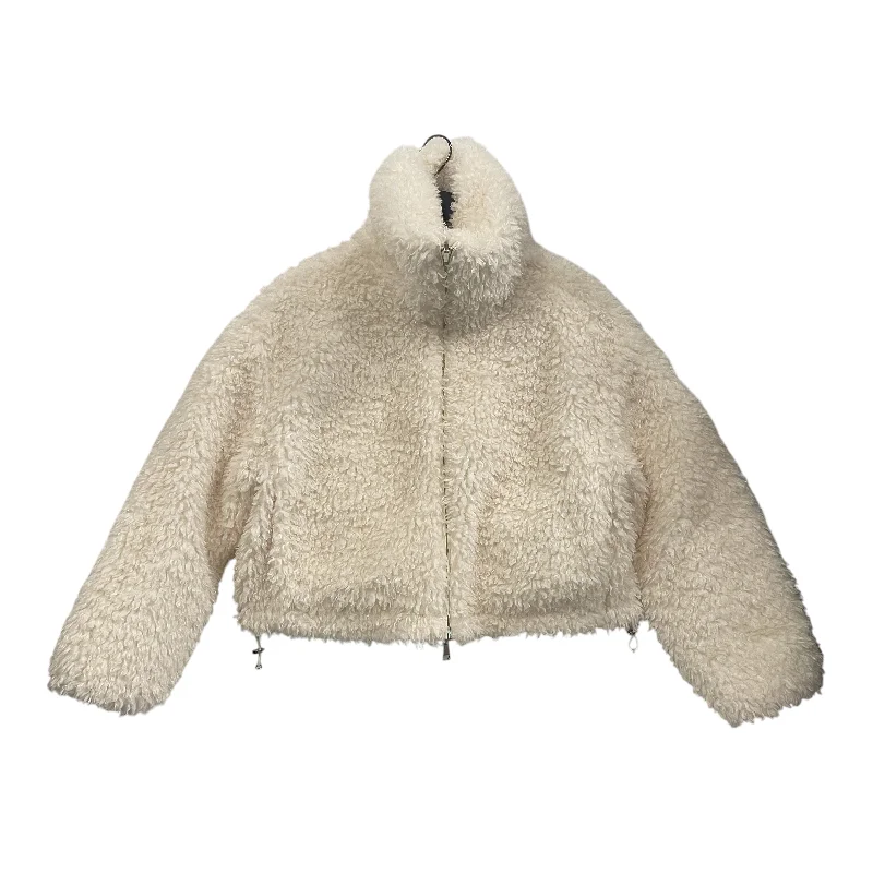 MONCLER/Fleece Jkt/0/Cotton/WHT/FAUX FUR Easygoing Women's Style Easygoing Women's Style