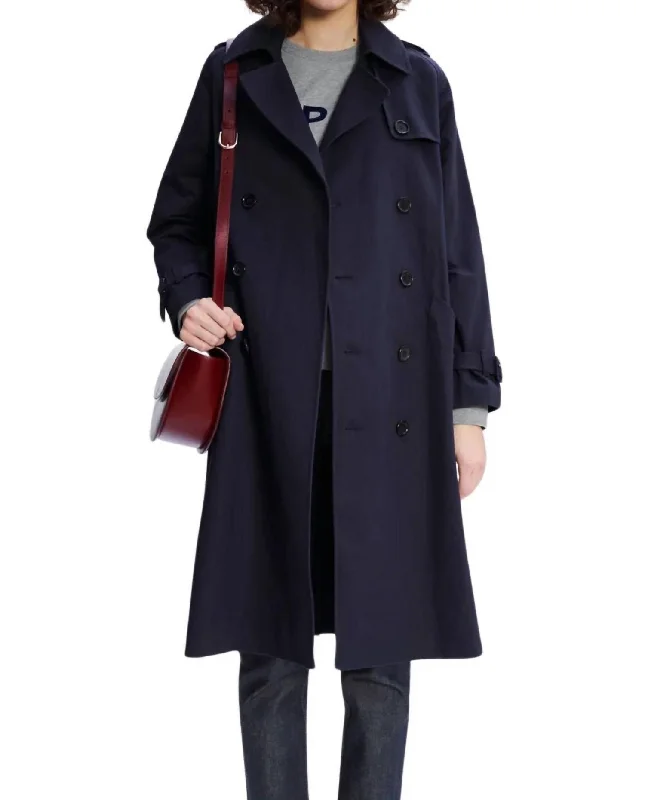 Greta Trench Coat In Dark Navy Women's Clothes For Special Occasions Women's Clothes For Special Occasions