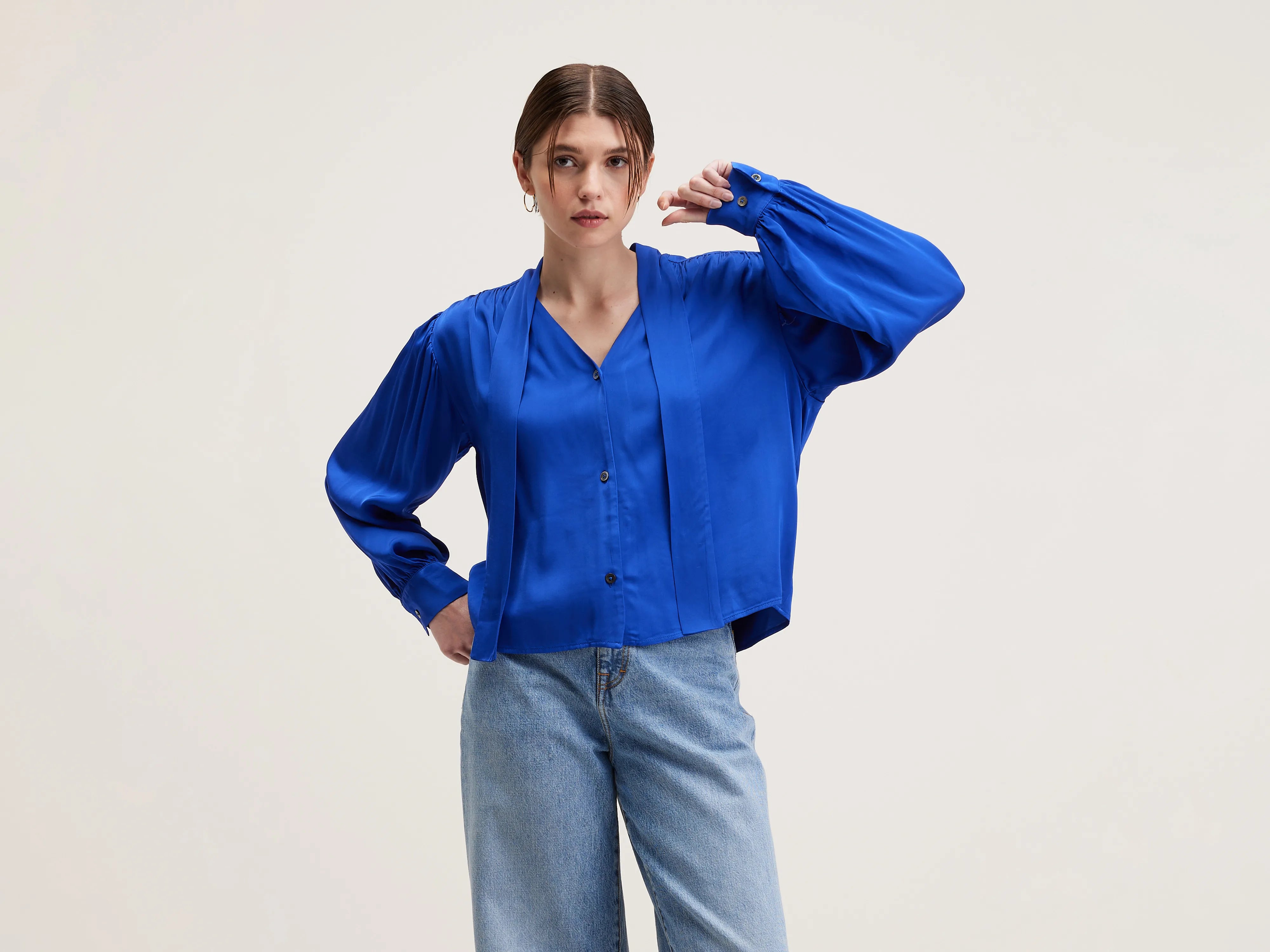 Pragues classic blouse (242 / W / LAZULI) Women's Clothing Online Sale Women's Clothing Online Sale