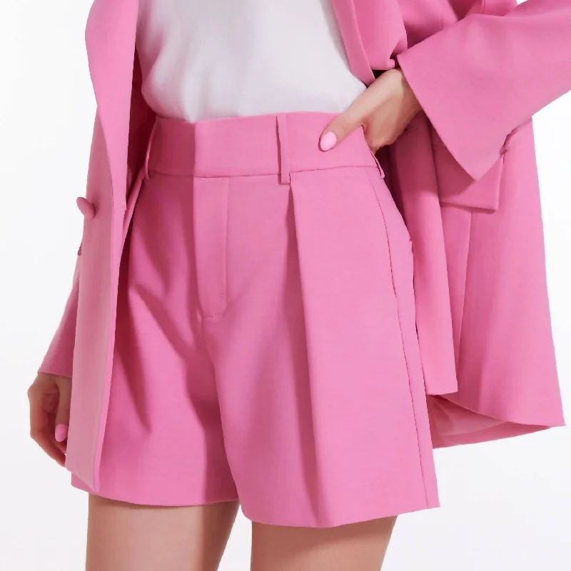 Sandy Oversized Pleated Short In Pink Women's Chic Apparel Women's Chic Apparel