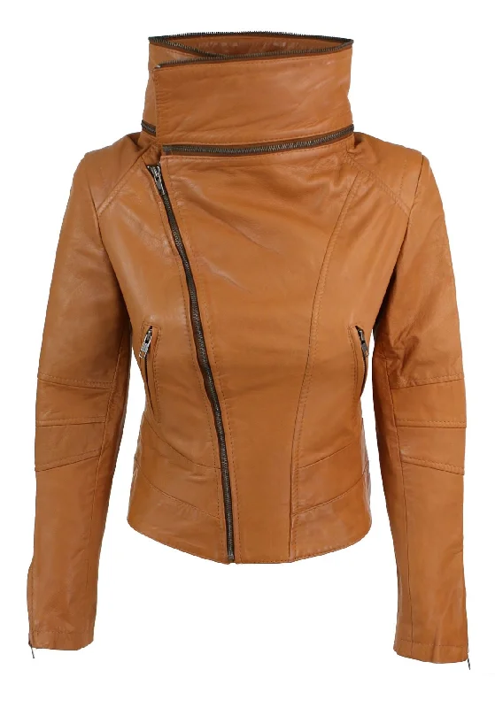 Leather Racing Biker Jacket Women's Seasonal Attire Women's Seasonal Attire