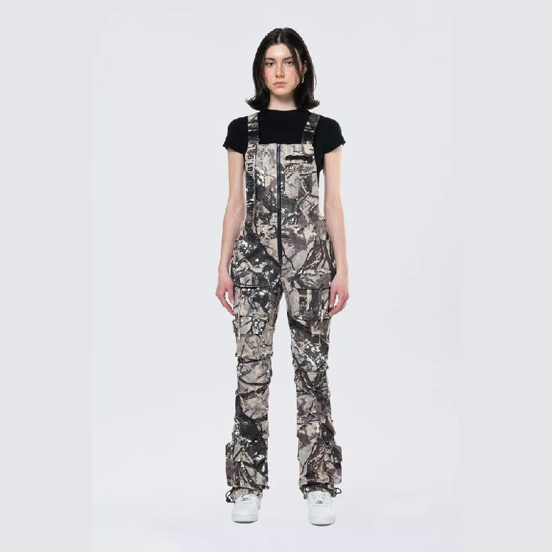 Stacked Utility Overalls - Olive Hunting Camo Fashionable Women's Casual Apparel Fashionable Women's Casual Apparel