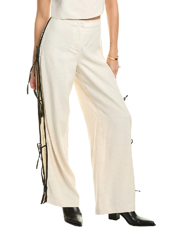 WeWoreWhat Tie Slit Linen-Blend Pant Women's Vintage-Inspired Outfit Women's Vintage-Inspired Outfit