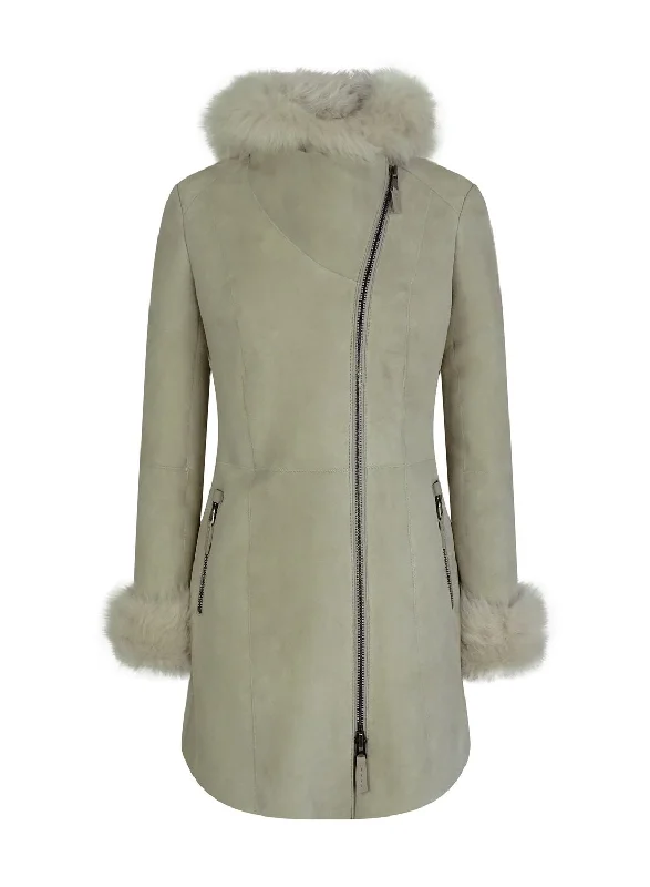 Toscana Sheepskin Suede Hood Jacket Women's Holiday Outfit Women's Holiday Outfit