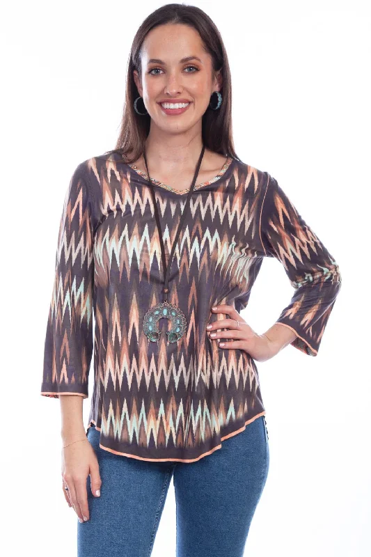 Scully Womens Multi-Color Polyester Reversible Ikat S/S Tunic Women's Luxury Attire Women's Luxury Attire