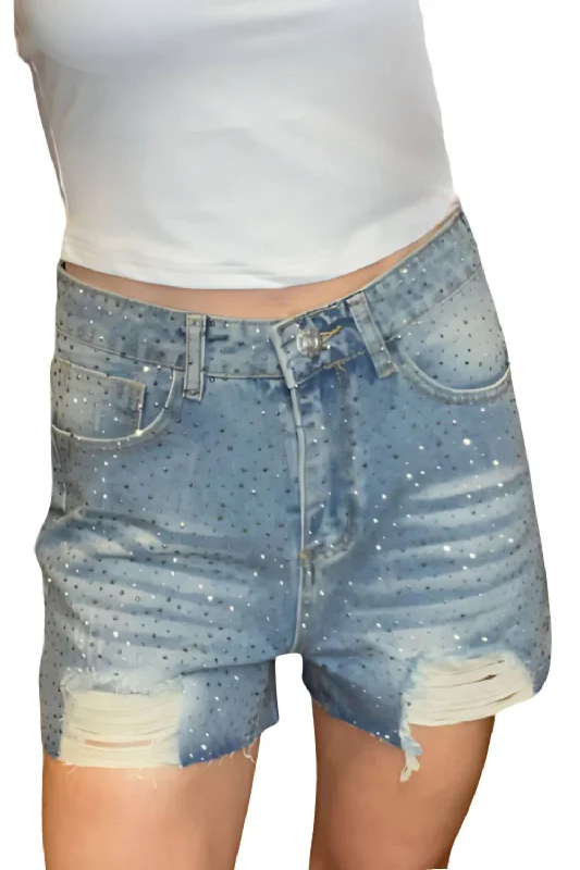 Rhinestones Short In Denim Timeless Classics Timeless Classics