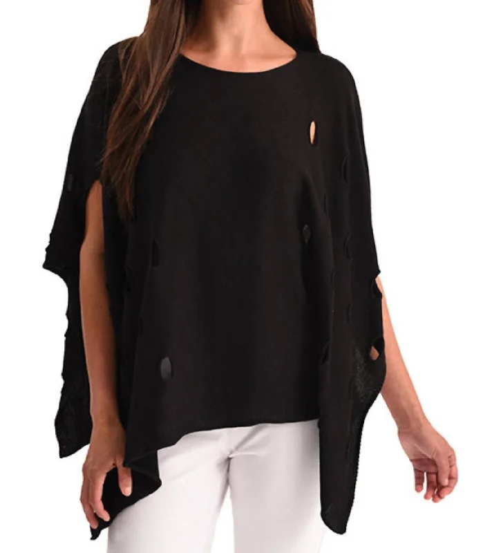 Cut Out Poncho In Black Women's Casual Apparel For Weekends Women's Casual Apparel For Weekends