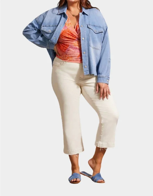 Cropped Denim Shacked Jacket In Sky Blue New Arrival Discount New Arrival Discount