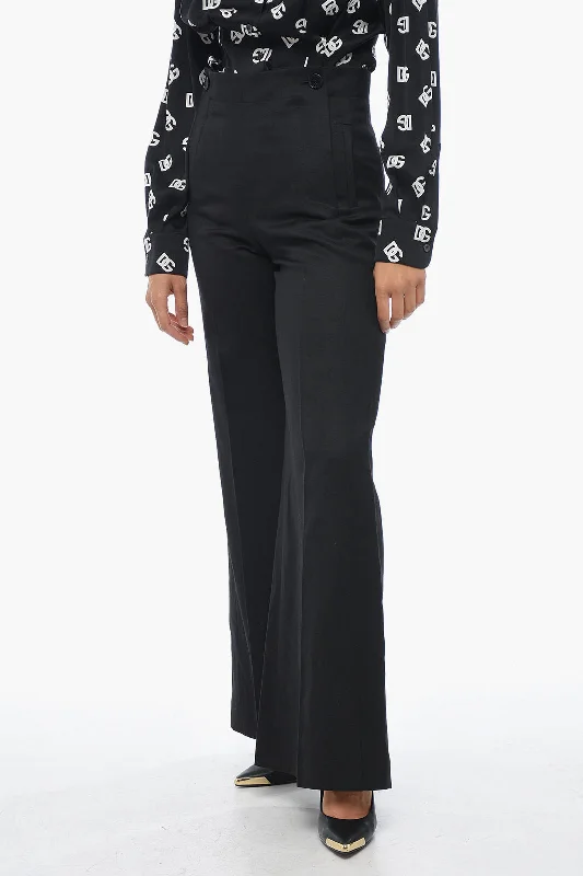 Chloe Flax Blend Palazzo Pants with Double Buttoning Business Casual Outfits Business Casual Outfits