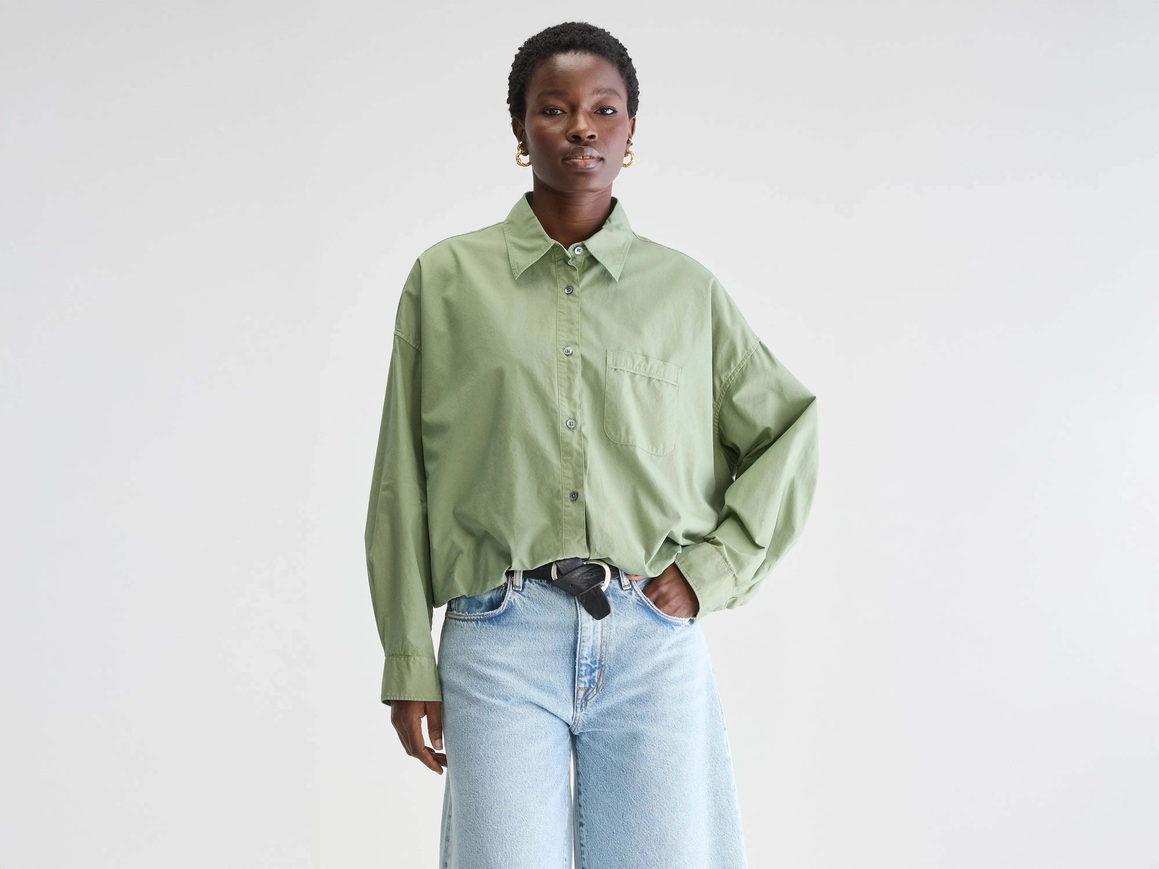 Graham cropped poplin shirt (251 / W / SAUGE) Seasonal Sale Seasonal Sale