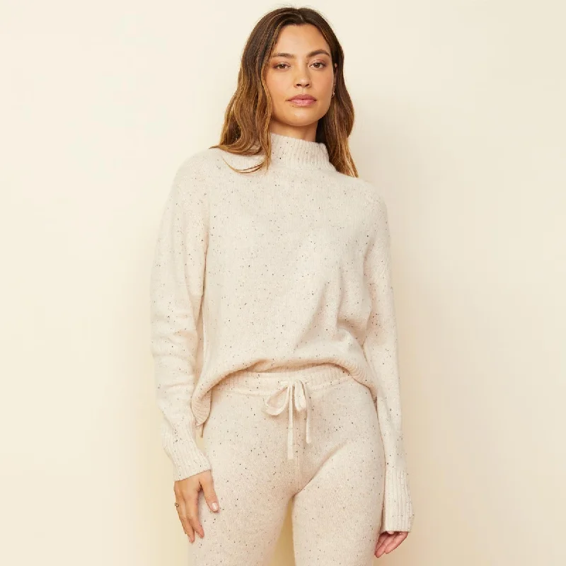 Cashmere Neps Mock Neck Sweatshirt Women's Night-Out Clothes Women's Night-Out Clothes